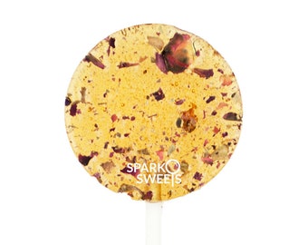 Honey Rose Tea Handcrafted Lollipops with Organic Honey and Organic Rose Petal Tea, No Artificial Flavors and No Corn Syrup by Sparko Sweets