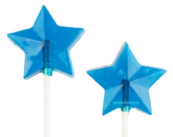 Navy Blue Star Lollipops (24 Pieces) Handcrafted by Sparko Sweets