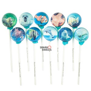 Wonder Pops de animales acuáticos, 10 diseños, fabricados en Los Ángeles, Sparko Sweets - Fiesta con temática de playa y océano