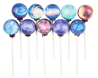 Lot de 10 sucettes Galaxy Universe (10 pièces) avec espace, fabriquées à la main par Sparko Sweets