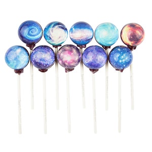Galaxy Universe Lollipops, 10 Pieces, Made in LA, Watermelon Flavor, Sparko Sweets - Birthday Party and Space Celebrations