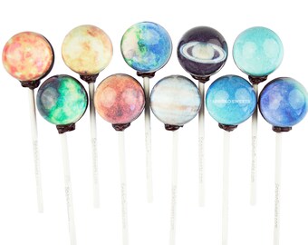 Galaxy Lollipops Planet Designs Lollipops 10 Pieces with Space Gift Packaging by Sparko Sweets