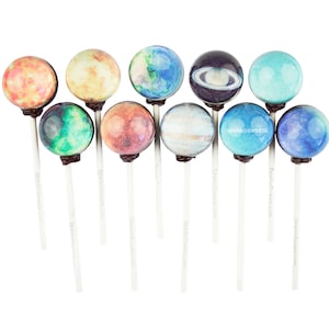 Galaxy Lollipops Planet Designs Lollipops 10 Pieces with Space Gift Packaging by Sparko Sweets zdjęcie 1
