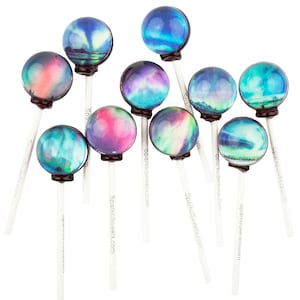 Galaxy Lollipops Aurora Designs, 10 Pieces, Watermelon Flavor, Made in LA, Sparko Sweets - Birthday and Space Party
