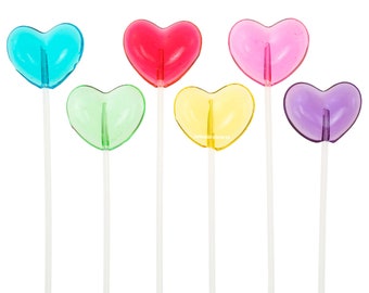 100 Heart Long-Stem Twinkle Pops Lollipops Suckers Handmade Clear Candy for Party Favors