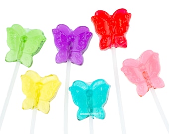 100 Butterfly Long-Stem Twinkle Pops Lollipops Suckers Handmade Candy for Party Favors