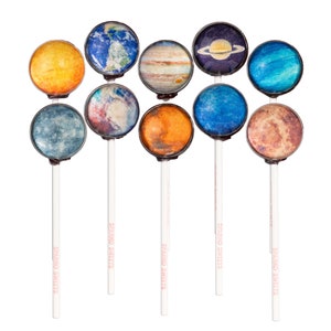 Galaxy Lollipops, 10 Planet Designs, Watermelon Flavor, Handcrafted in Los Angeles, Sparko Sweets - Perfect for Space Party