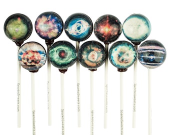 Galaxy Lollipops (10 Supernova Designs) with Space Gift Package Handcrafted by Sparko Sweets