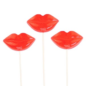 Red Lips Lollipops Cherry Flavor Candy 24 Pieces for Valentines Day Gift and Party Favors Handcrafted by Sparko Sweets image 1