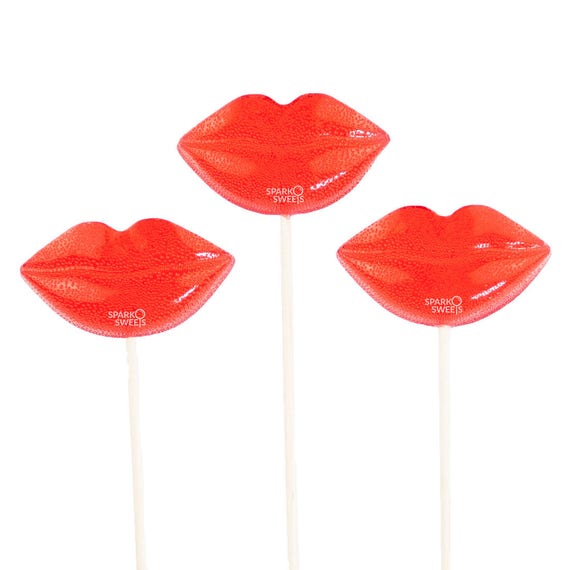 Red Lips Lollipops Cherry Flavor Candy 24 Pieces for Etsy
