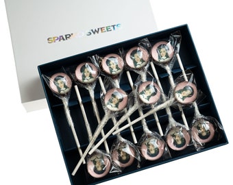 Custom Picture Lollipops (10 Pieces) with Gift Pack, Watermelon Flavor, Handcrafted by Sparko Sweets