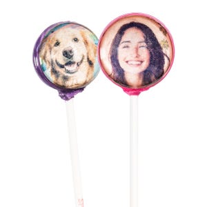 Custom Image Lollipops, Sphere, 10 Pieces, Watermelon Flavor, Handcrafted by Sparko Sweets