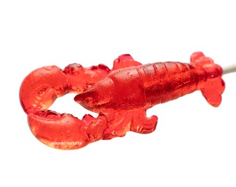 Watermelon Lobster Lollipops 3.5 inch tall Big Lobster Candy, Red, 24 Count