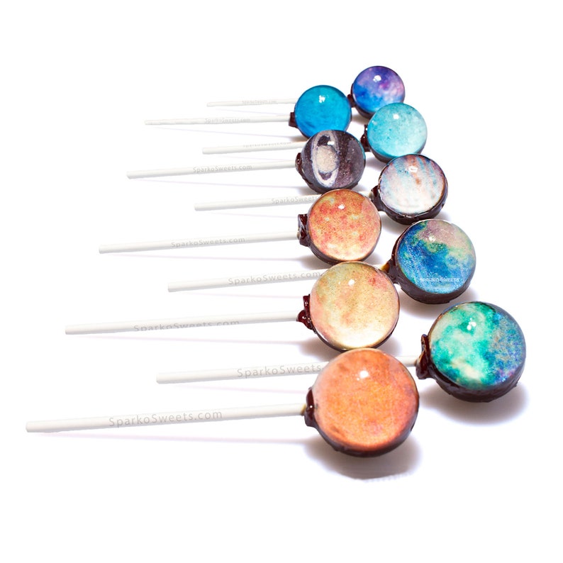 Galaxy Lollipops Planet Designs Lollipops 10 Pieces with Space Gift Packaging by Sparko Sweets zdjęcie 3