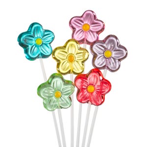 Daisy Lollipops, 11-inch Long-Stem, Mix Colors, Fruit Flavors, Made in LA, Sparko Sweets - Ideal for Birthday Party Favors and Celebrations