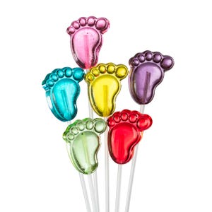 Baby Feet Lollipops, 100 Pops, Mixed Colors and Fruit Flavors, Made in Los Angeles, Sparko Sweets - Ideal for Baby Showers Favors