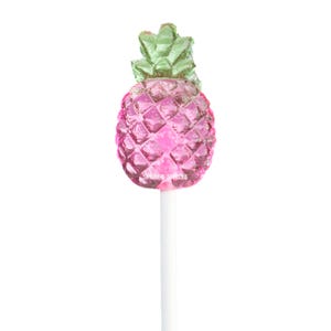 Tropical Pink Pineapple Lollipops, Strawberry Lemonade Flavor, Made in LA, 24 Pops, Sparko Sweets - Ideal for Hawaiian Luau Party and BBQs