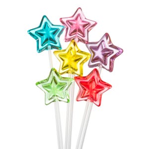 Star Lollipops, 100 Pops, Mixed Colors and Flavors, Made in Los Angeles, Sparko Sweets - Ideal for Party Favors