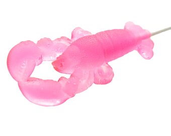 Pink Lobster Lollipops 3.5 inch Tall Strawberry Lemonade Big Lobster Candy, 24 Pcs