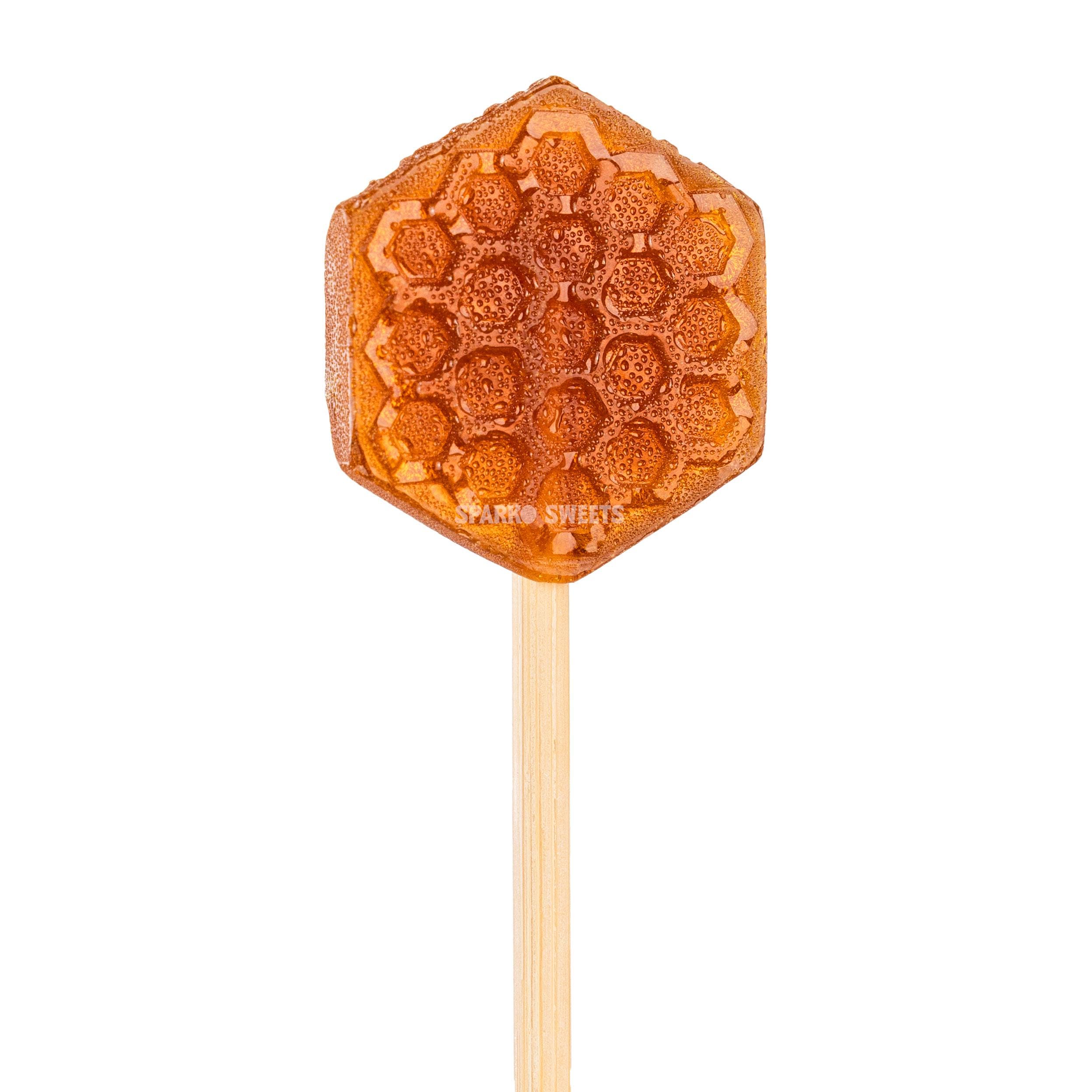 Ginger Honeycomb Lollipops (40 Pieces), All-Natural, No Corn Syrup, Made in LA, Kosher, Sparko Sweets - Tea Stirrers, Natural Cough Remedy