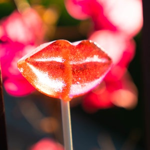 Red Lips Lollipops Cherry Flavor Candy 24 Pieces for Valentines Day Gift and Party Favors Handcrafted by Sparko Sweets image 4