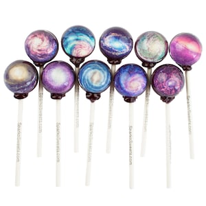 Galaxy Lollipops Spiral Designs Lollipops (10 Pieces) with Space Gift Packaging Handcrafted by Sparko Sweets