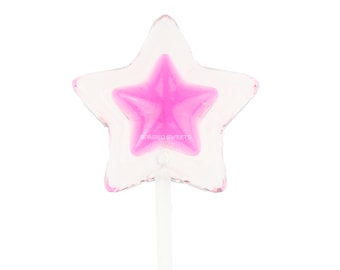 100 Pcs Star Double Color Pink Clear Long-Stem Twinkle Pops Lollipops Suckers Handmade Clear Candy for Party Favors