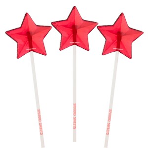Red Star Lollipops, 2-inch Diameter, Cherry Flavor, 24 Pieces, Sparko Sweets - Ideal for Birthday Party Favors, Promotions