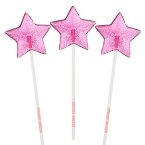 Pink Star Lollipops, Watermelon Flavor, 2-inch Diameter, 24 Pieces, Kosher, Sparko Sweets - Birthday Party Favors and Celebrations