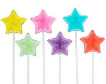 100 Star Long-Stem Twinkle Pops Lollipops Suckers Handmade Clear Candy for Party Favors