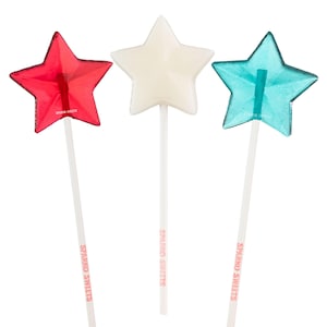 Blue Red & White Star Lollipops, Made in LA, 24 Pieces, Sparko Sweets - Patriotic Parties, Independence Day, BBQs, 4th of July Celebrations