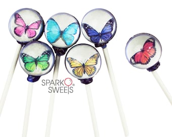 Colorful Butterfly 3D Lollipops by Sparko Sweets Handmade Hard Candy ( 10 Pieces Set)