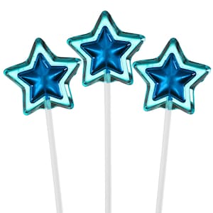 Light and Navy Blue Star Lollipops, 11-inch Long-Stem, Made in LA, Sparko Sweets - Ideal for Birthday Party, Celebration, and Promotion