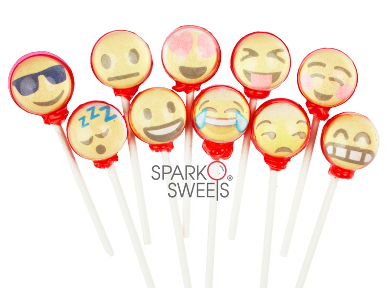 Emoji Lollipops by Sparko Sweets Handmade Gourmet Candy 10 Etsy