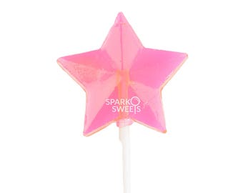 Pink Bright Star Lollipops Fireworks Candy (24 Pieces) by Sparko Sweets