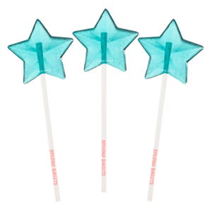 Blue Star Lollipops, 2-inch Diameter, Peach Flavor, 24 Pieces, Sparko Sweets - Ideal for Birthday Party Favors, Promotions