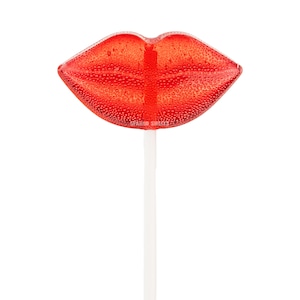 Red Lip Lollipops, Cherry Flavor, 2.25-inch Wide, 24 Pieces, Made in LA, Sparko Sweets - Ideal for Valentine&#39;s Day and Party Favors