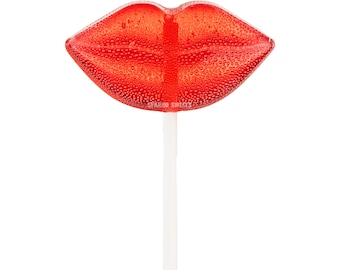 Piruletas con forma de labios rojos, sabor a cereza, 5,7 cm de ancho, 24 unidades, hechas en Los Ángeles, Sparko Sweets - Ideales para el Día de San Valentín y como obsequios para fiestas.