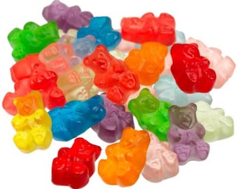 Gourmet Gummy Bears Saveurs mélangées - Un sac généreusement scellé à l'air et versé à la main. Au moins 1 livre de bonbons gélifiés (nous en donnons généralement plus !)