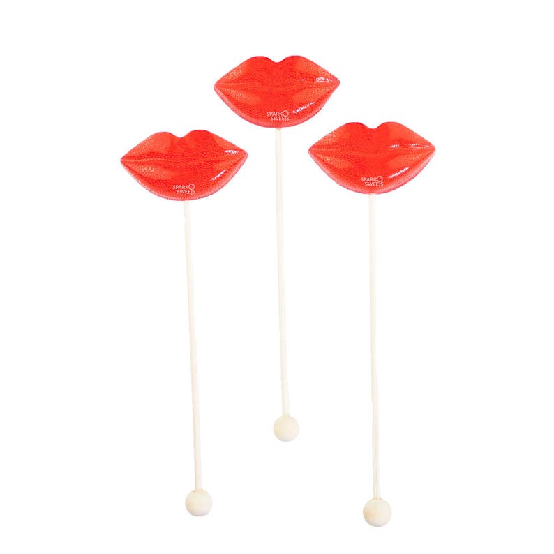 Red Lips Lollipops Cherry Flavor Candy 24 Pieces for Valentines Day Gift and Party Favors Handcrafted by Sparko Sweets image 2