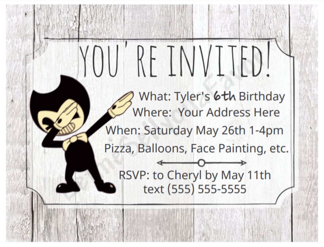 Bendy and the Ink Machine Birthday Thank You Tags (Instant