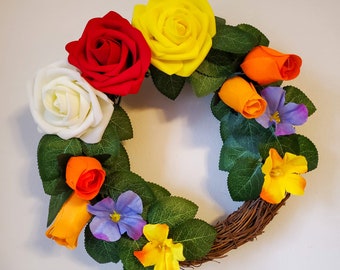 Rose Wreath | Grapevine Wreath | Handmade | CottageCore | Gamer | Gift For | Home Decor