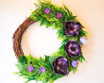 Chic Windflower Wreath | Grapevine Wreath | Handmade | CottageCore | Gamer | Gift For | Home Decor