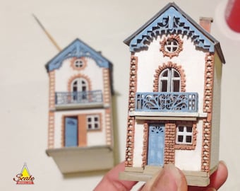 1/144 DOLLHOUSE MINIATURE micro scale house french style continental house wood model gift for easter gift for her
