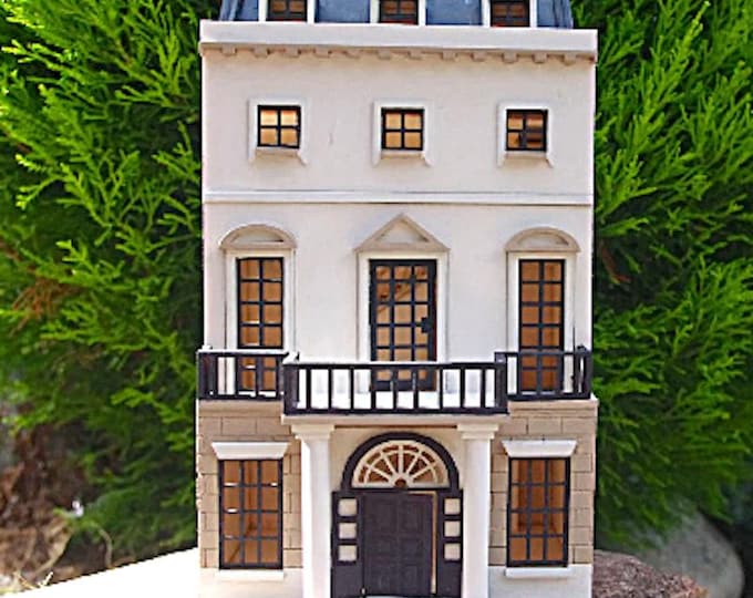 GEORGIAN STYLE DOLLHOUSE Dollshouse miniature kit model gift quarter scale easy to build 1/48 gift for her 1:48