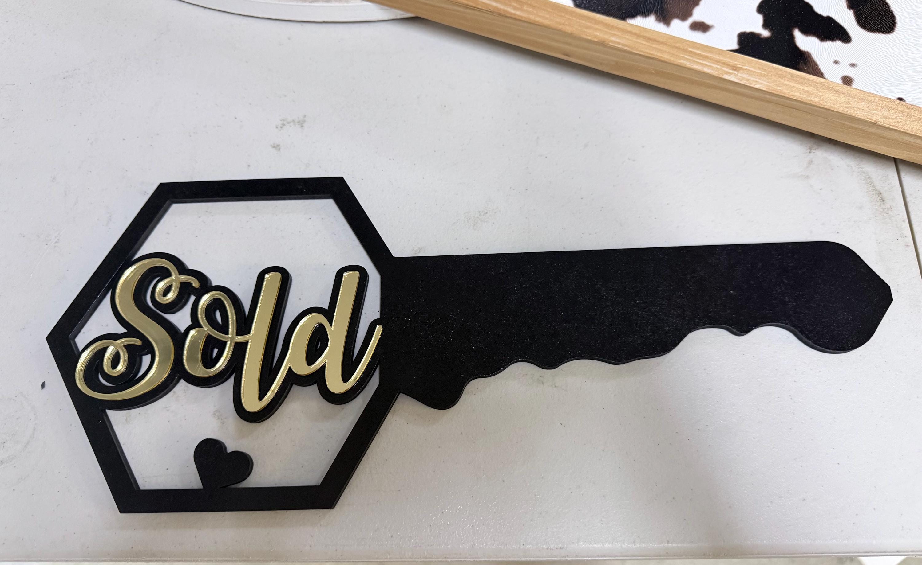Sold Key Sign Vector Custom Realtor Sold Key Sign | Black Gold Acrylic Closing Prop - Etsy