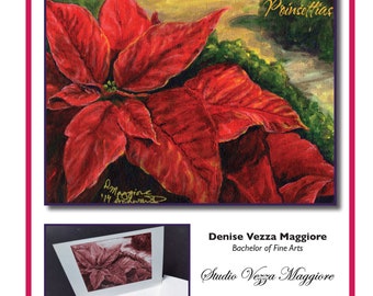 Poinsettias Set of 5 Blank Note Cards