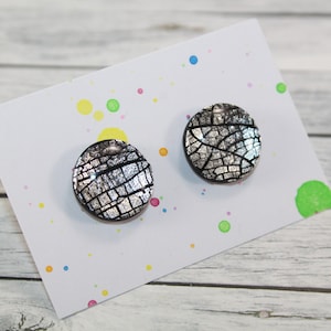 sparkly black stud earrings, silver black stud earrings, tiny glitter black silver stud earrings, birthday gift, black glitter studs