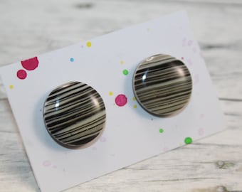 Black and white stud earrings black striped stud earrings, black post earrings, big black stud earrings, dot black earrings, striped studs