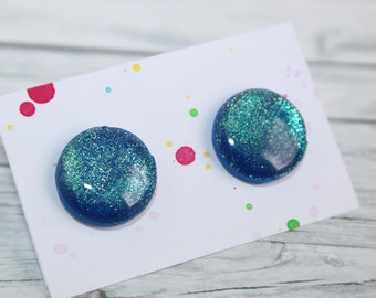 sparkly blue stud earrings blue studs,blue post earrings,blue tiny glitter stud earrings,blue dot earrings, sparkly studs, glitter studs,